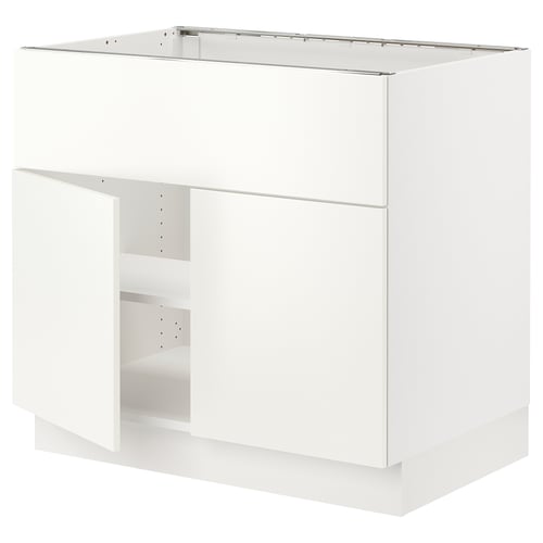 SEKTION Gabinete bajo estufa/extractor+2 pt, blanco/Havstorp beige, 36x24x30 "