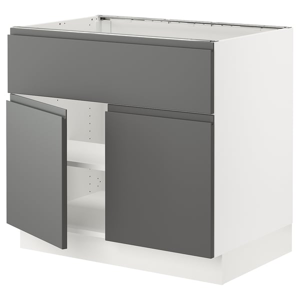 SEKTION Gabinete bajo estufa/extractor+2 pt, blanco/Voxtorp gris oscuro, 36x24x30 "