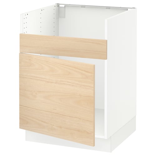 SEKTION Gabinete bajo freg 1 pila HAVSEN, blanco/Askersund efecto de fresno claro, 24x24x30 "