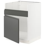 SEKTION Gabinete bajo freg 1 pila HAVSEN, blanco/Voxtorp gris oscuro, 24x24x30 "