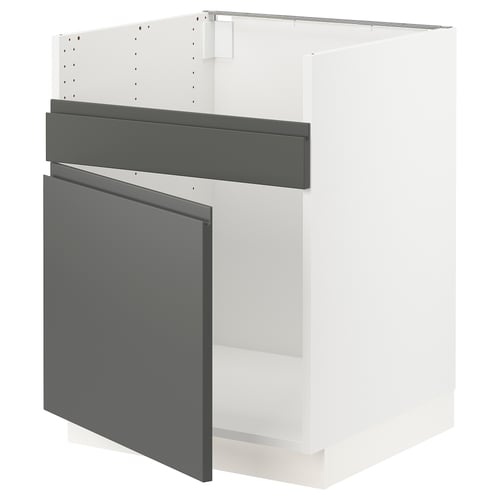 SEKTION Gabinete bajo freg 1 pila HAVSEN, blanco/Voxtorp gris oscuro, 24x24x30 "
