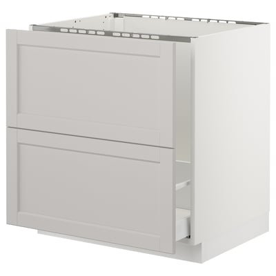 SEKTION Gabinete bajo freg/cls residuos/2fr, blanco Maximera/Lerhyttan gris claro, 30x24x30 "