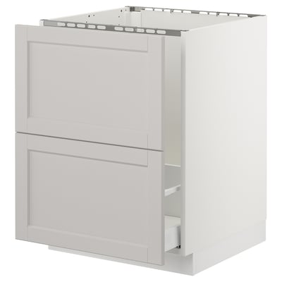SEKTION Gabinete bajo freg/cls residuos/2fr, blanco Maximera/Lerhyttan gris claro, 24x24x30 "