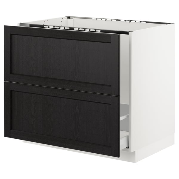SEKTION Gabinete bajo freg/cls residuos/2fr, blanco Maximera/Lerhyttan teñido en negro, 36x24x30 "