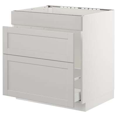 SEKTION Gabinete bajo freg/cls residuos/3fr, blanco Maximera/Lerhyttan gris claro, 30x24x30 "