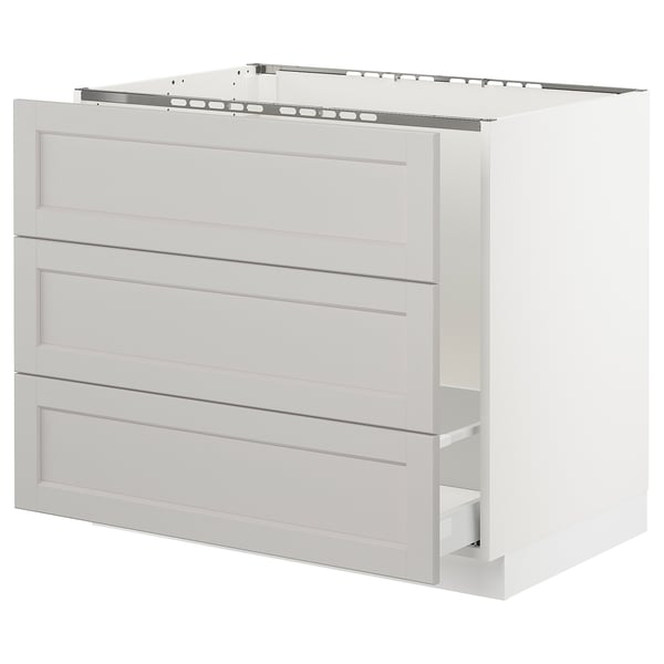SEKTION Gabinete bajo freg/cls residuos/3fr, blanco Maximera/Lerhyttan gris claro, 36x24x30 "