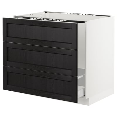 SEKTION Gabinete bajo freg/cls residuos/3fr, blanco Maximera/Lerhyttan teñido en negro, 36x24x30 "