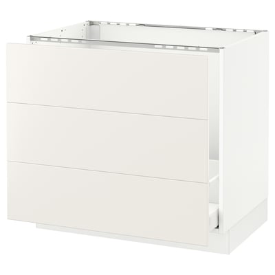 SEKTION Gabinete bajo freg/cls residuos/3fr, blanco Maximera/Veddinge blanco, 36x24x30 "