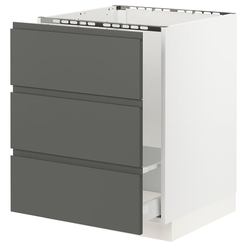 SEKTION Gabinete bajo freg/cls residuos/3fr, blanco Maximera/Voxtorp gris oscuro, 24x24x30 "