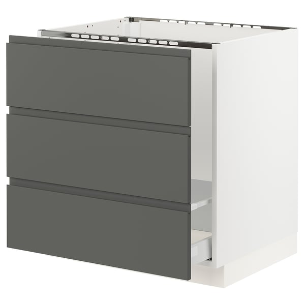 SEKTION Gabinete bajo freg/cls residuos/3fr, blanco Maximera/Voxtorp gris oscuro, 30x24x30 "