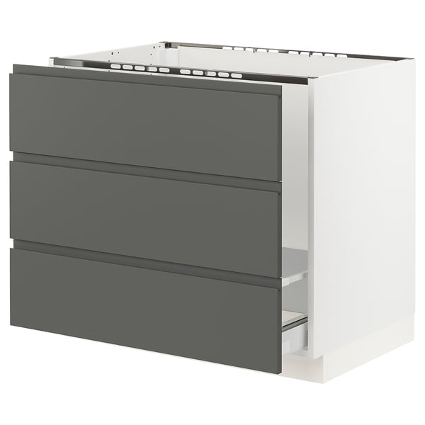 SEKTION Gabinete bajo freg/cls residuos/3fr, blanco Maximera/Voxtorp gris oscuro, 36x24x30 "