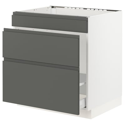 SEKTION Gabinete bajo freg/cls residuos/3fr, blanco Maximera/Voxtorp gris oscuro, 30x24x30 "