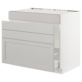 SEKTION Gabinete bajo freg/cls residuos/4fr, blanco Maximera/Lerhyttan gris claro, 36x24x30 "