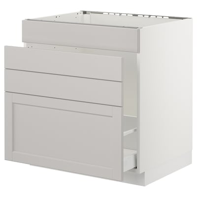 SEKTION Gabinete bajo freg/cls residuos/4fr, blanco Maximera/Lerhyttan gris claro, 30x24x30 "