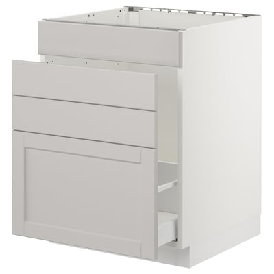 SEKTION Gabinete bajo freg/cls residuos/4fr, blanco Maximera/Lerhyttan gris claro, 24x24x30 "