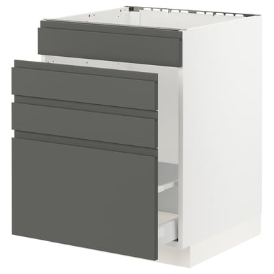 SEKTION Gabinete bajo freg/cls residuos/4fr, blanco Maximera/Voxtorp gris oscuro, 24x24x30 "