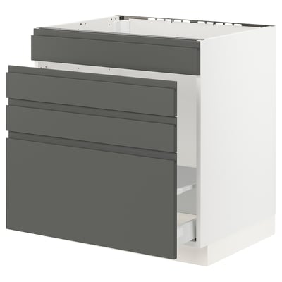 SEKTION Gabinete bajo freg/cls residuos/4fr, blanco Maximera/Voxtorp gris oscuro, 30x24x30 "