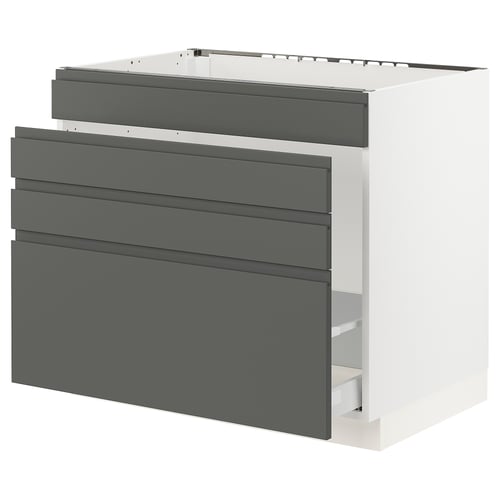 SEKTION Gabinete bajo freg/cls residuos/4fr, blanco Maximera/Voxtorp gris oscuro, 36x24x30 "