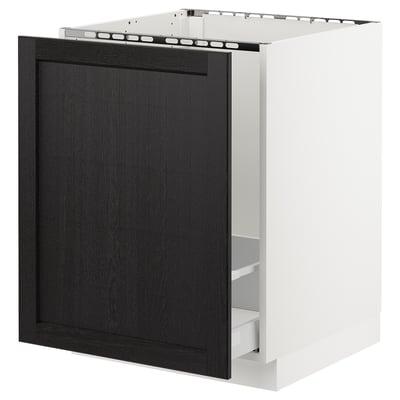 SEKTION Gabinete bajo freg/clsfcr residuos, blanco Maximera/Lerhyttan teñido en negro, 24x24x30 "