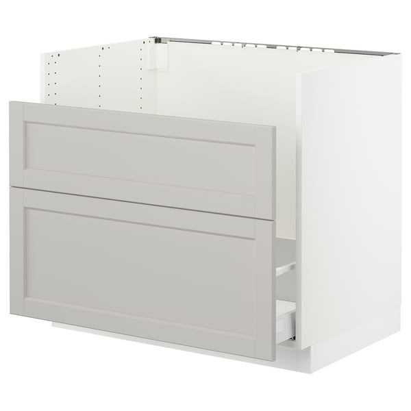 SEKTION Gabinete bajo freg HAVSEN/rsds/2frn, blanco Maximera/Lerhyttan gris claro, 36x24x30 "