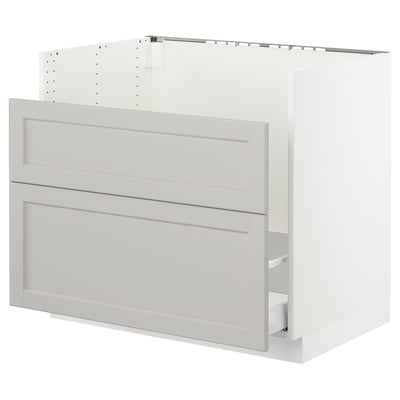 SEKTION Gabinete bajo freg HAVSEN/rsds/2frn, blanco Maximera/Lerhyttan gris claro, 36x24x30 "