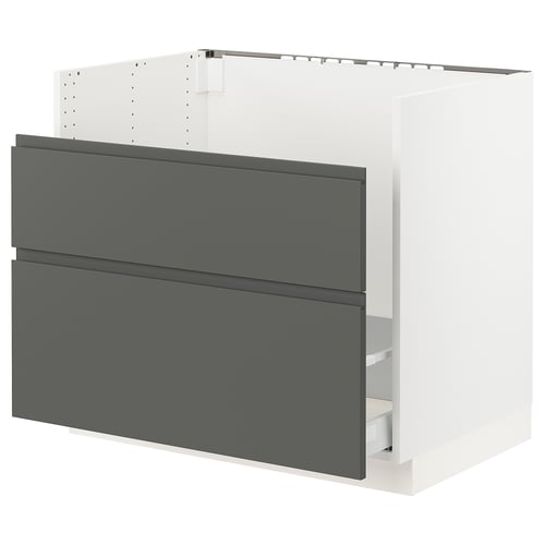 SEKTION Gabinete bajo freg HAVSEN/rsds/2frn, blanco Maximera/Voxtorp gris oscuro, 36x24x30 "