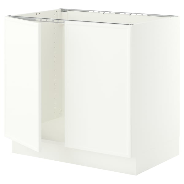 SEKTION Gabinete bajo fregadero+2 puertas, blanco/Aspudden blanco mate, 36x24x30 "