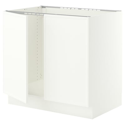 SEKTION Gabinete bajo fregadero+2 puertas, blanco/Aspudden blanco mate, 36x24x30 "