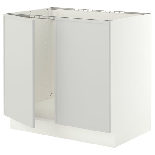 SEKTION Gabinete bajo fregadero+2 puertas, blanco/Aspudden gris claro, 36x24x30 "