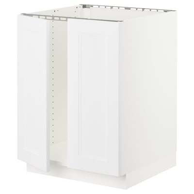 SEKTION Gabinete bajo fregadero+2 puertas, blanco/Axstad blanco mate, 24x24x30 "
