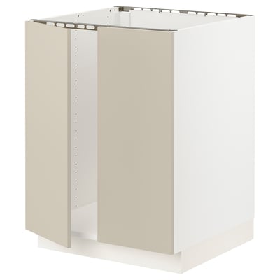 SEKTION Gabinete bajo fregadero+2 puertas, blanco/Havstorp beige, 24x24x30 "