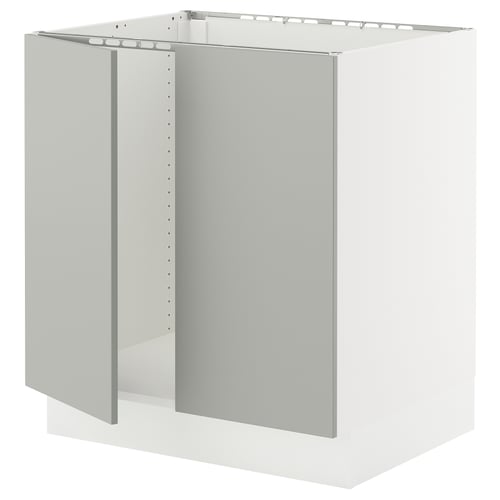 SEKTION Gabinete bajo fregadero+2 puertas, blanco/Havstorp gris claro, 30x24x30 "