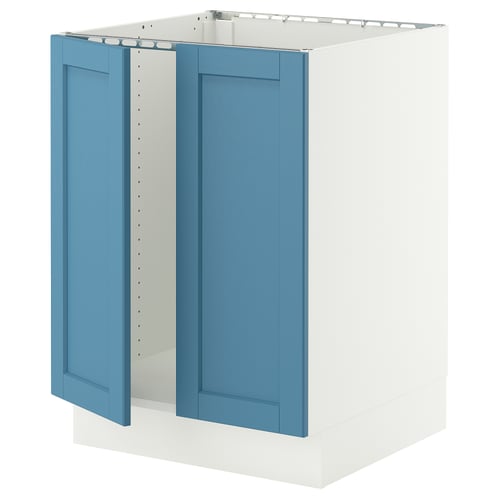 SEKTION Gabinete bajo fregadero+2 puertas, blanco/Lerhyttan azul, 24x24x30 "