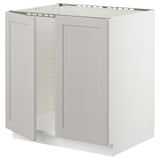 SEKTION Gabinete bajo fregadero+2 puertas, blanco/Lerhyttan gris claro, 30x24x30 "