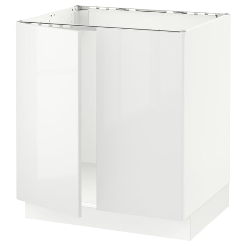 SEKTION Gabinete bajo fregadero+2 puertas, blanco/Ringhult blanco, 30x24x30 "