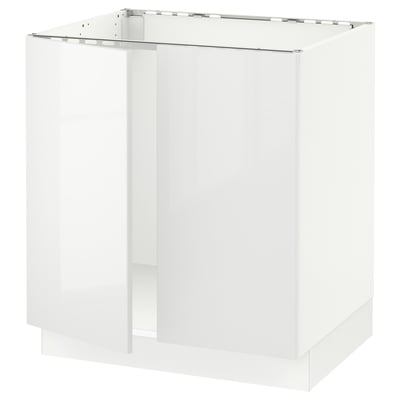 SEKTION Gabinete bajo fregadero+2 puertas, blanco/Ringhult blanco, 30x24x30 "