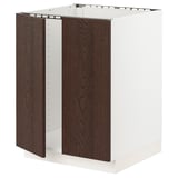 SEKTION Gabinete bajo fregadero+2 puertas, blanco/Sinarp marrón, 24x24x30 "