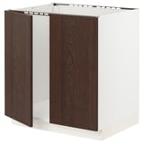 SEKTION Gabinete bajo fregadero+2 puertas, blanco/Sinarp marrón, 30x24x30 "