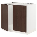 SEKTION Gabinete bajo fregadero+2 puertas, blanco/Sinarp marrón, 36x24x30 "
