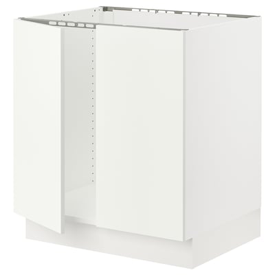 SEKTION Gabinete bajo fregadero+2 puertas, blanco/Vallstena blanco, 30x24x30 "