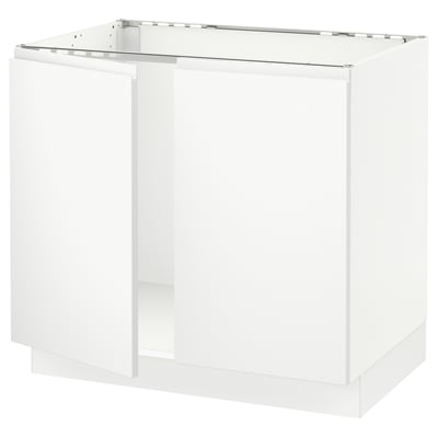 SEKTION Gabinete bajo fregadero+2 puertas, blanco/Voxtorp blanco mate, 36x24x30 "