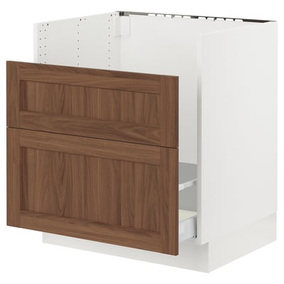 SEKTION Gabinete bajo fregadero TALLSJÖN, blanco Enköping/marrón efecto de nogal, 30x24x30 "