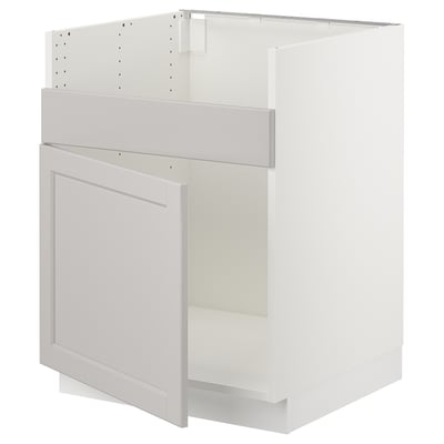 SEKTION Gabinete bajo fregadero TALLSJÖN, blanco/Lerhyttan gris claro, 24x24x30 "