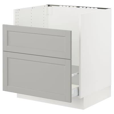 SEKTION Gabinete bajo fregadero TALLSJÖN, blanco/Lerhyttan gris claro, 30x24x30 "
