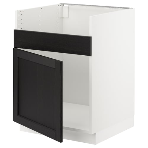 SEKTION Gabinete bajo fregadero TALLSJÖN, blanco/Lerhyttan teñido en negro, 24x24x30 "