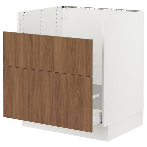 SEKTION Gabinete bajo fregadero TALLSJÖN, blanco/Tistorp efecto nogal marrón, 30x24x30 "