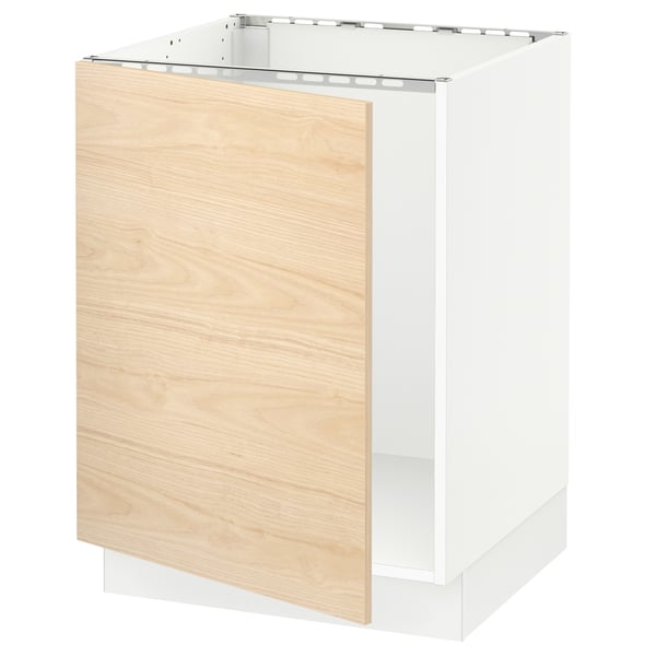 SEKTION Gabinete bajo para fregadero, blanco/Askersund efecto de fresno claro, 24x24x30 "