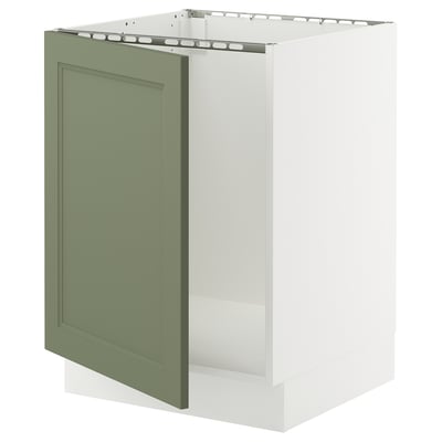 SEKTION Gabinete bajo para fregadero, blanco/Axstad gris-verde, 24x24x30 "