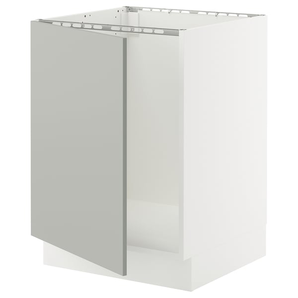SEKTION Gabinete bajo para fregadero, blanco/Havstorp gris claro, 24x24x30 "