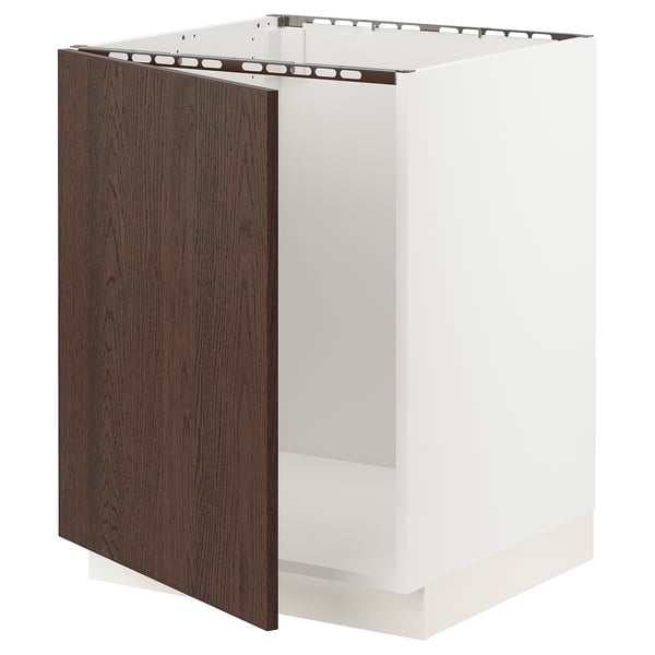 SEKTION Gabinete bajo para fregadero, blanco/Sinarp marrón, 24x24x30 "